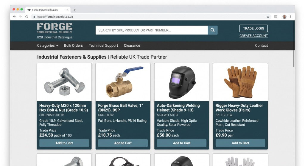 The Forge Industrial Supply website