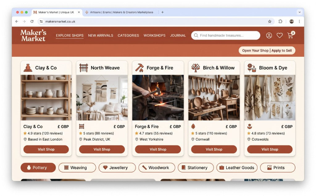 The Maker's Market website