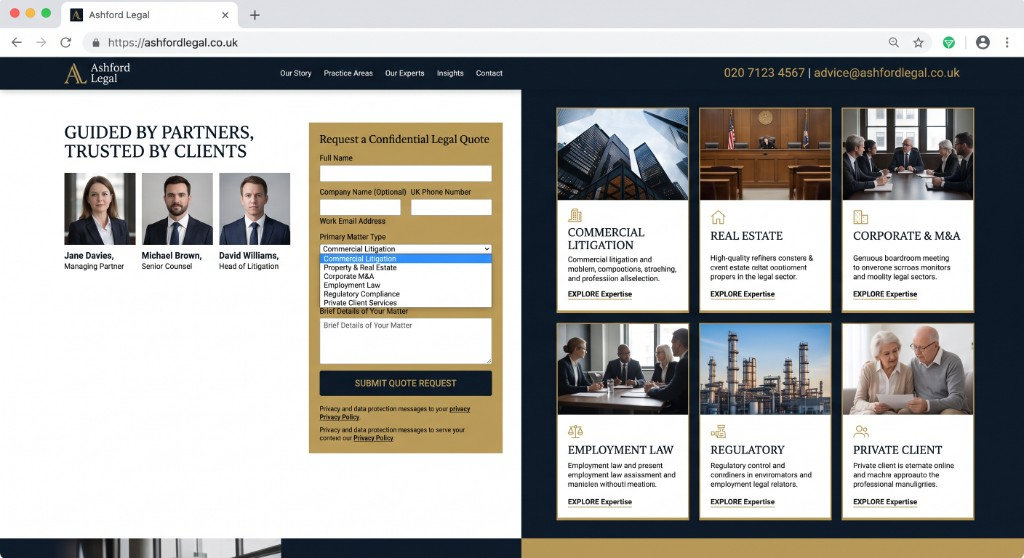 The Ashford Legal website