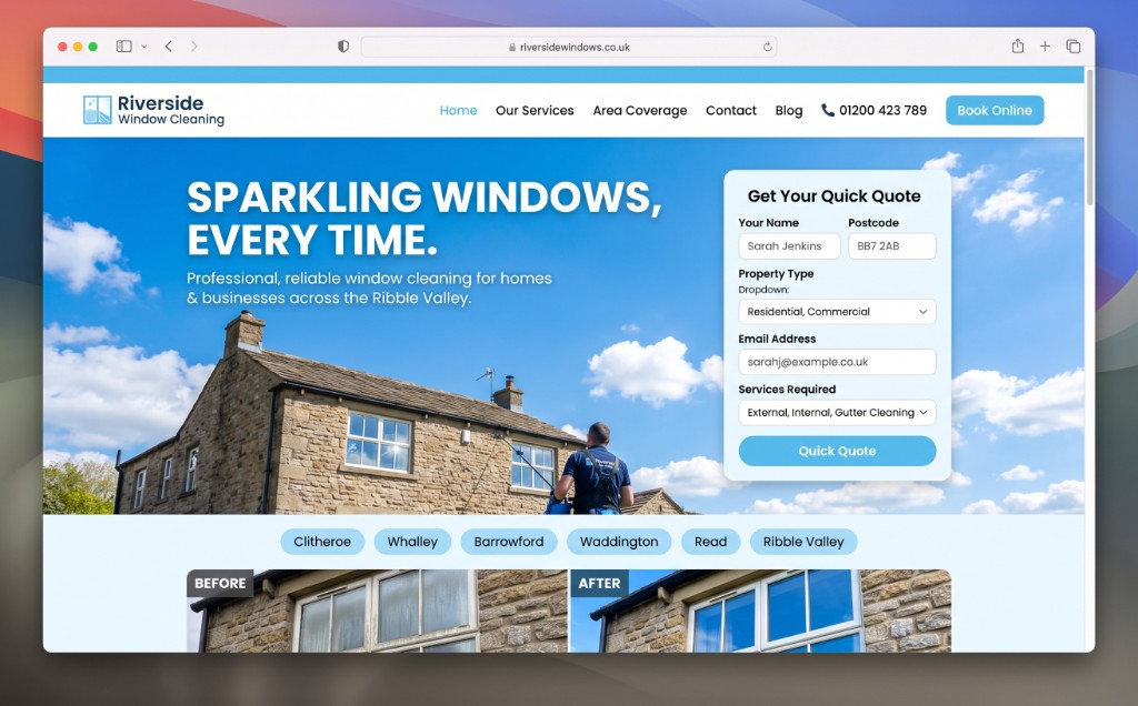 The Riverside Window Cleaning website
