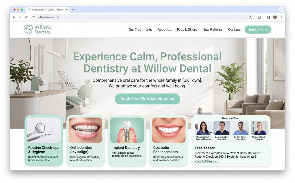 The Willow Dental website