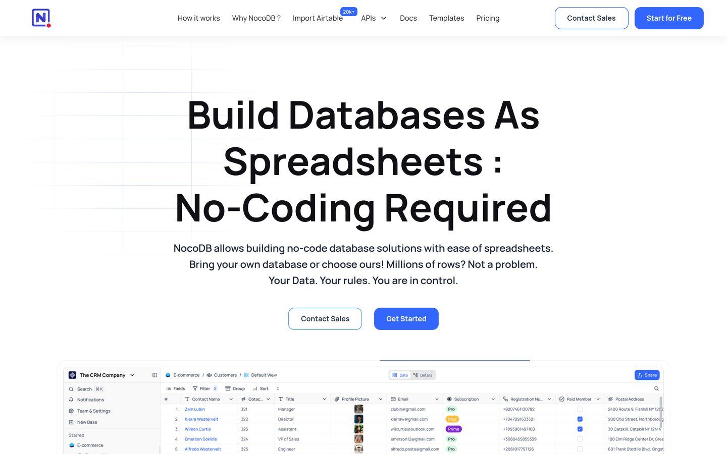 NocoDB preview