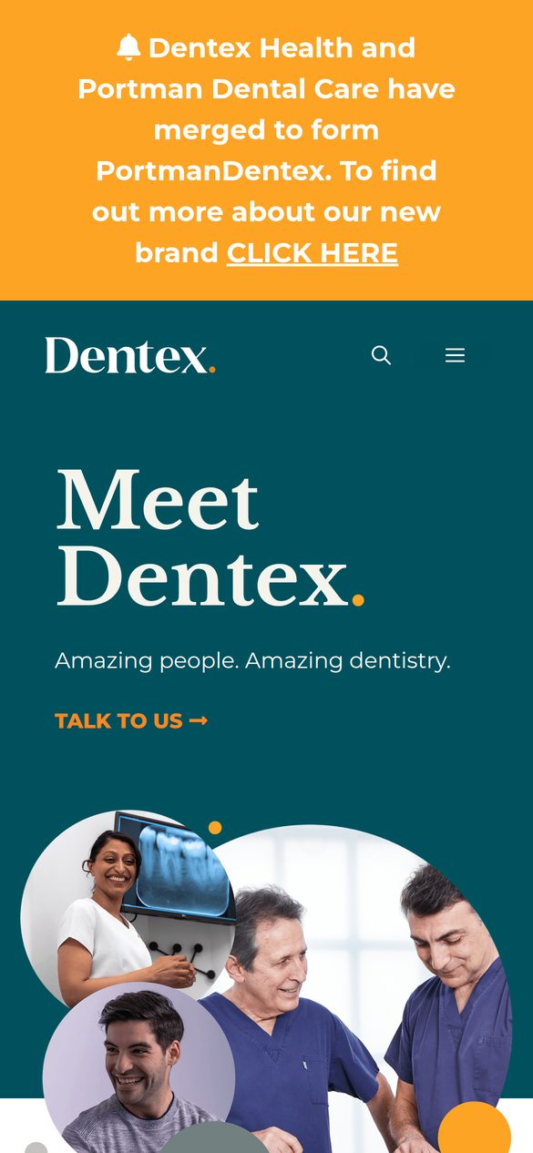 The Dentex website on a phone